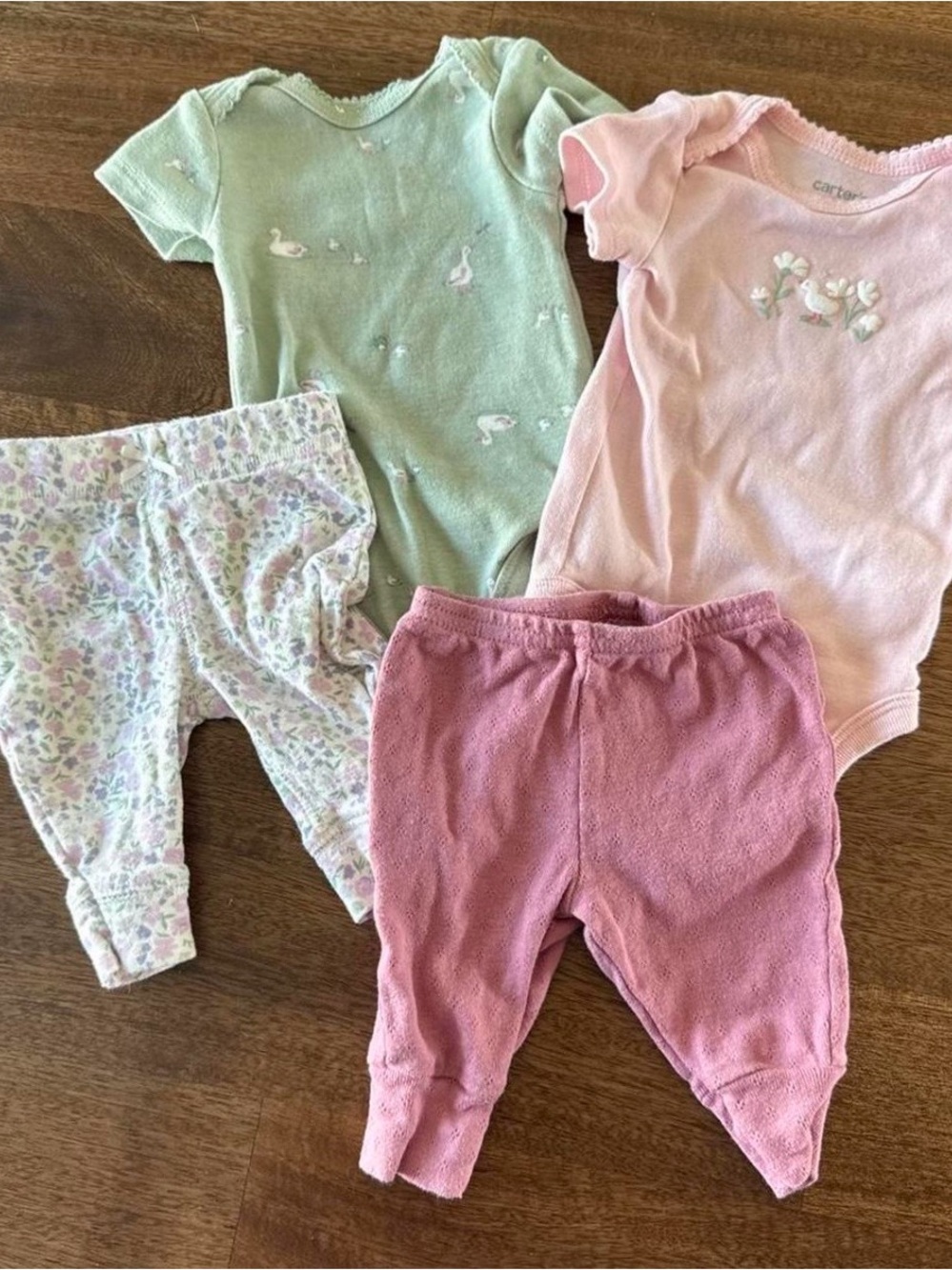 Carter's Pink & Green Baby Pajama Top and Pants Set